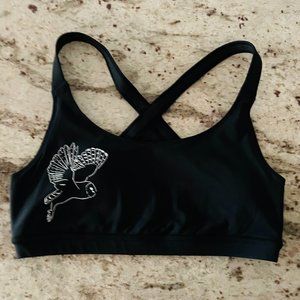 Oiselle Sport Bra Black Owl Print Kara Size 6